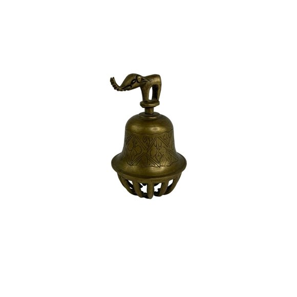 Antique Brass Asian Bell Elephant Trunk Up Good Luck Ball - Picture 8 of 9